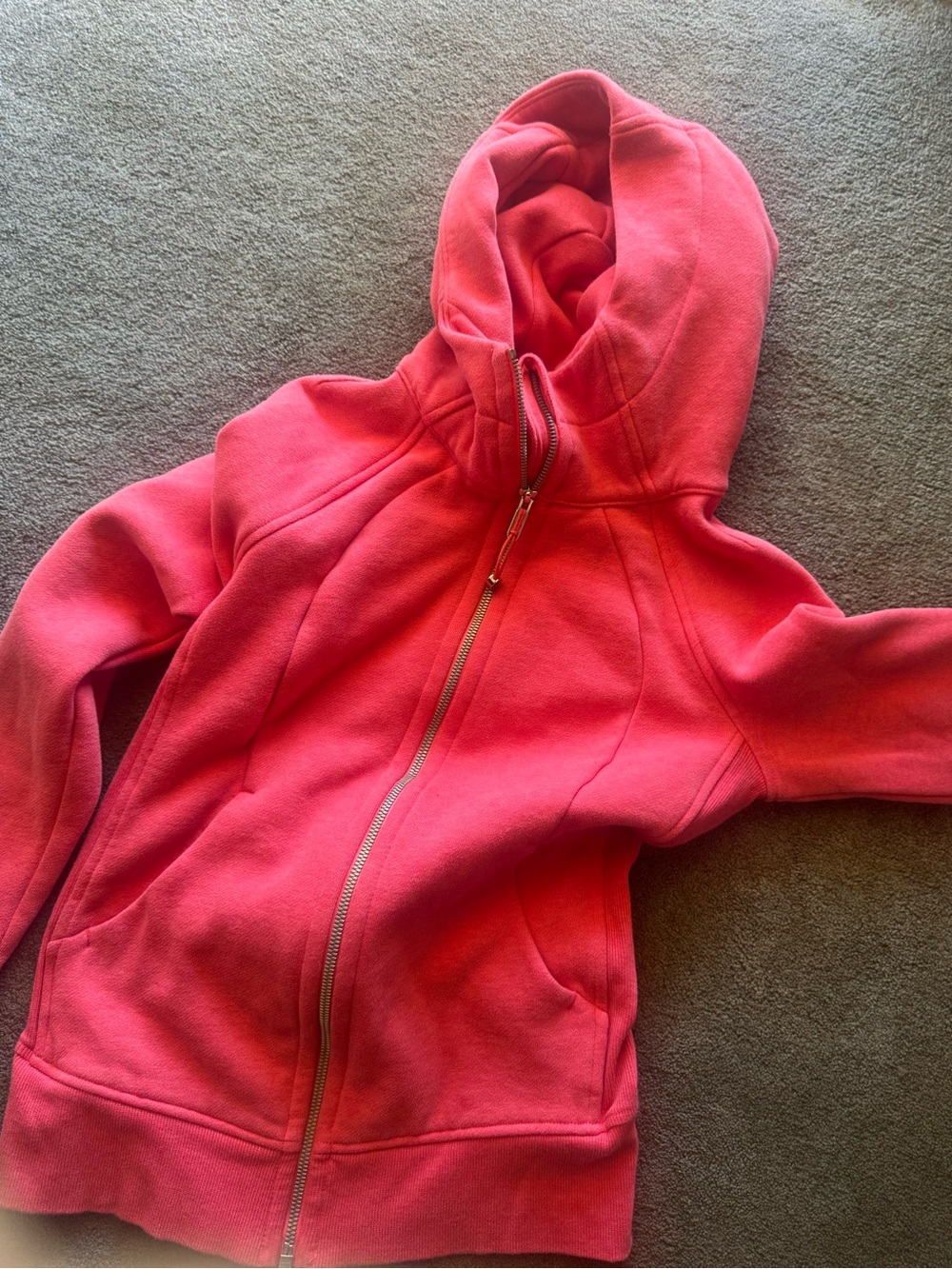 Lululemon Scuba Hoodie Full Zip Hot Pink Coral Size 4 Thumbholes